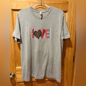 Bella Canvas Heather Gray graphic “LOVE”  Tee Shirt